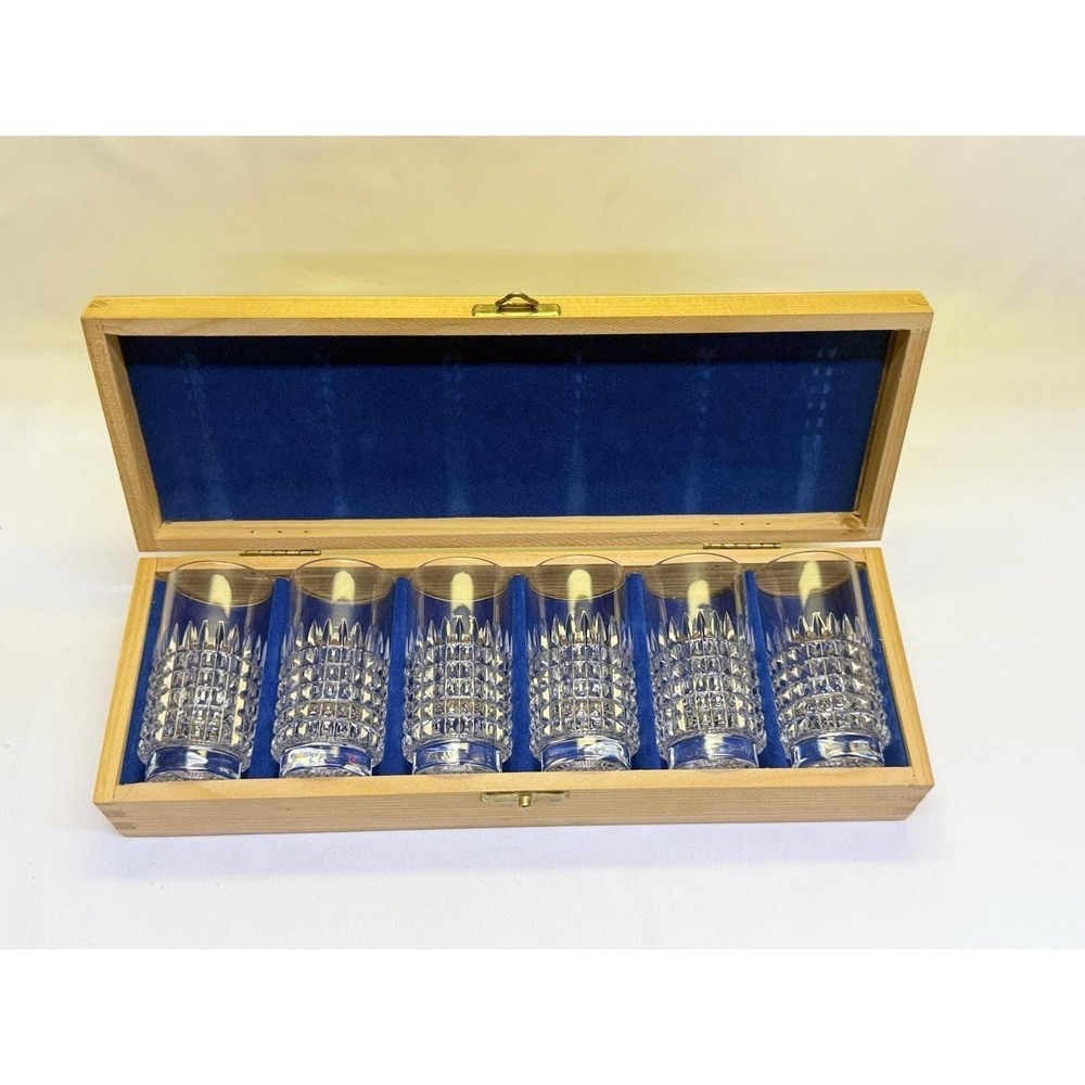 VTG 6 Piece Nachtmann Lead Crystal Whisky Sipper Glasses In Original Wood Box - Picture 5 of 10